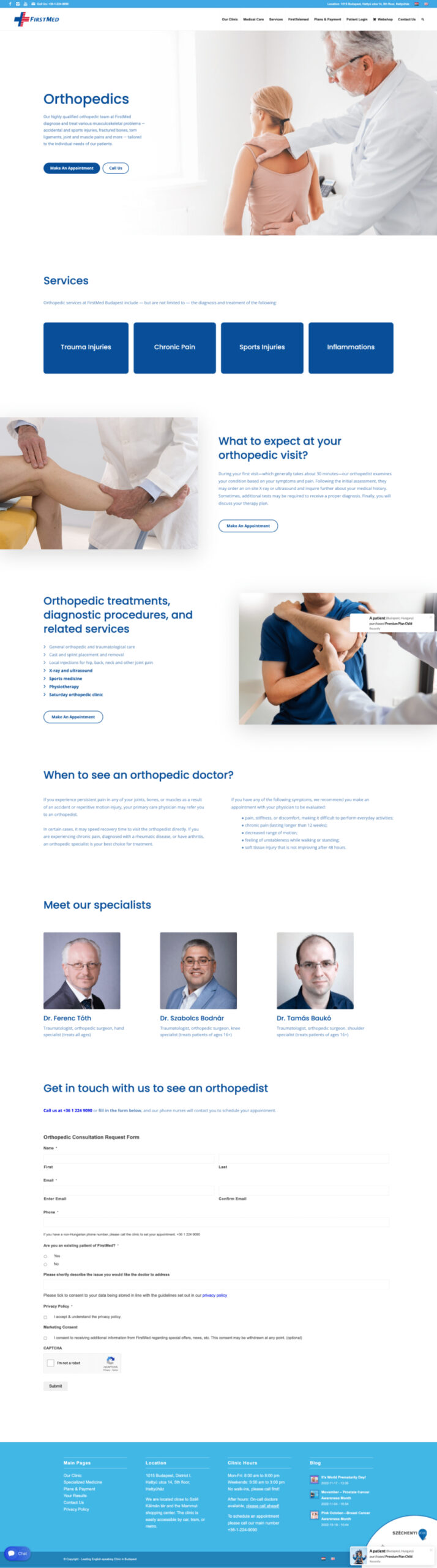 orthopedic services landing page
